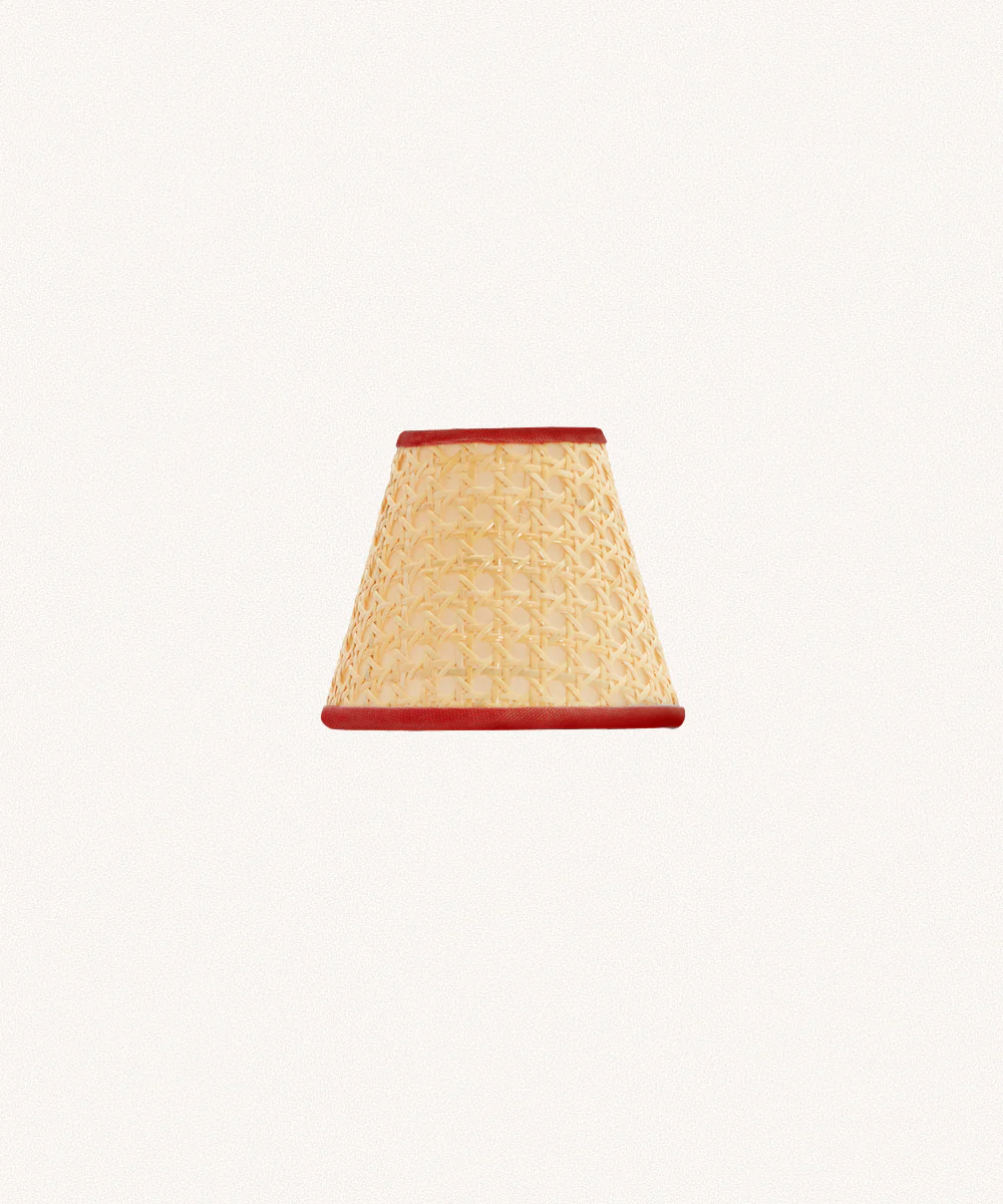 Cane Lampshade, Rust Red Trim, Mini - Image 4