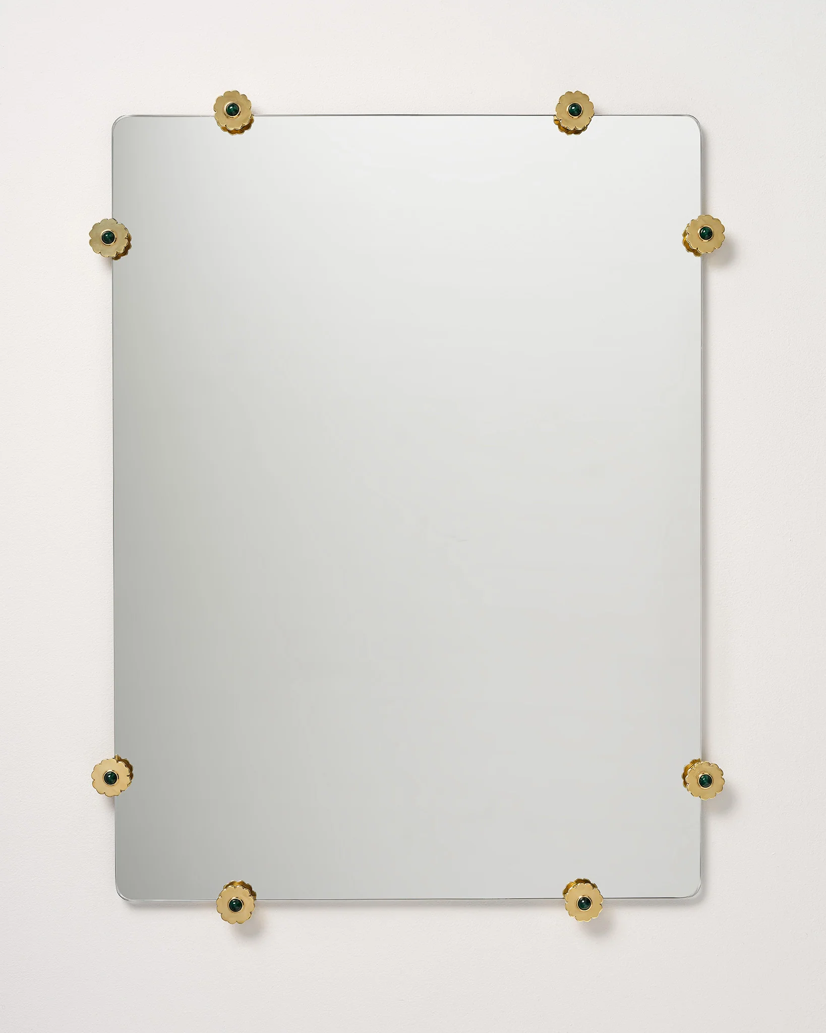 Mirror with Flower Studs, Brass - Image 3