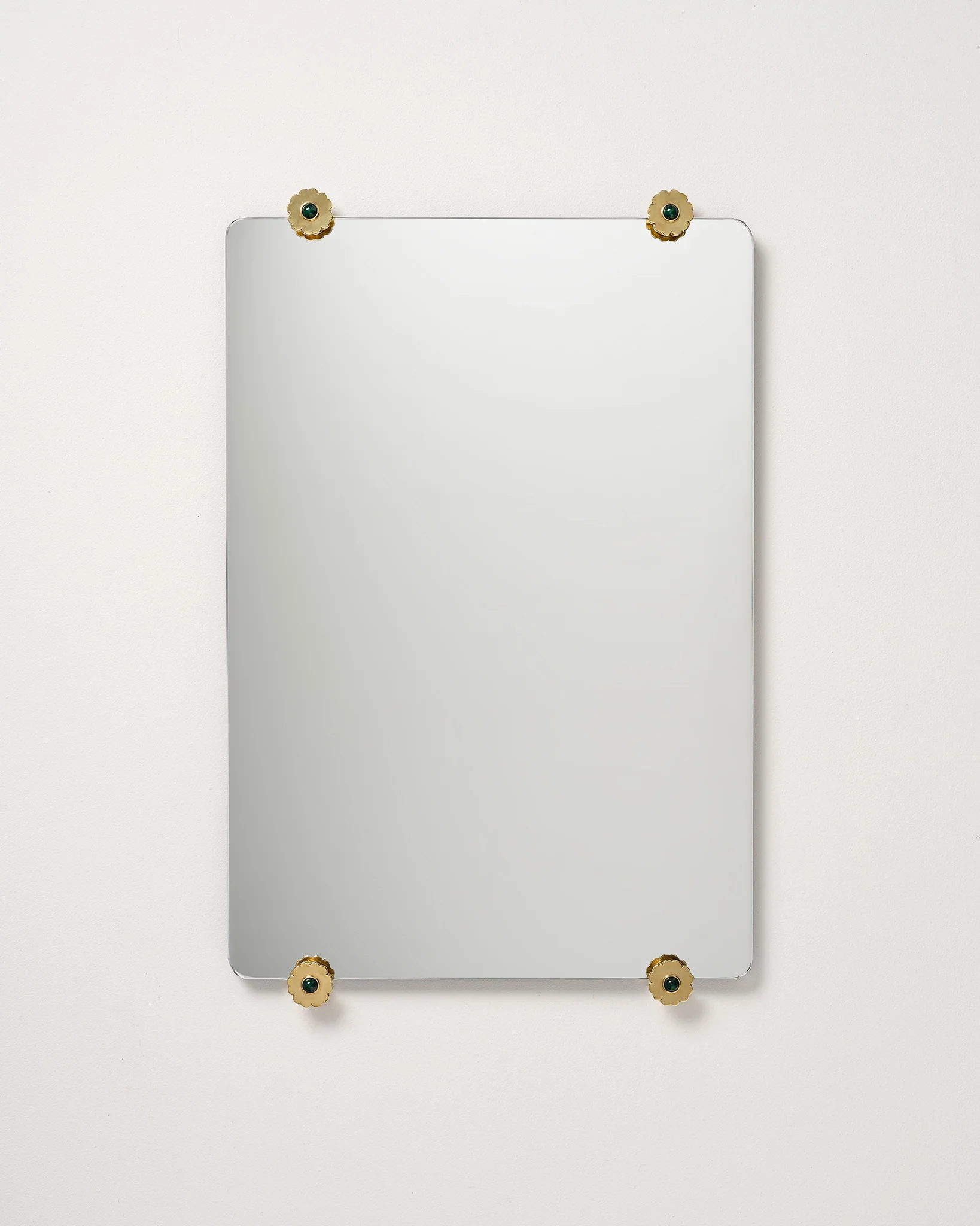 Mirror with Flower Studs, Brass - Image 4