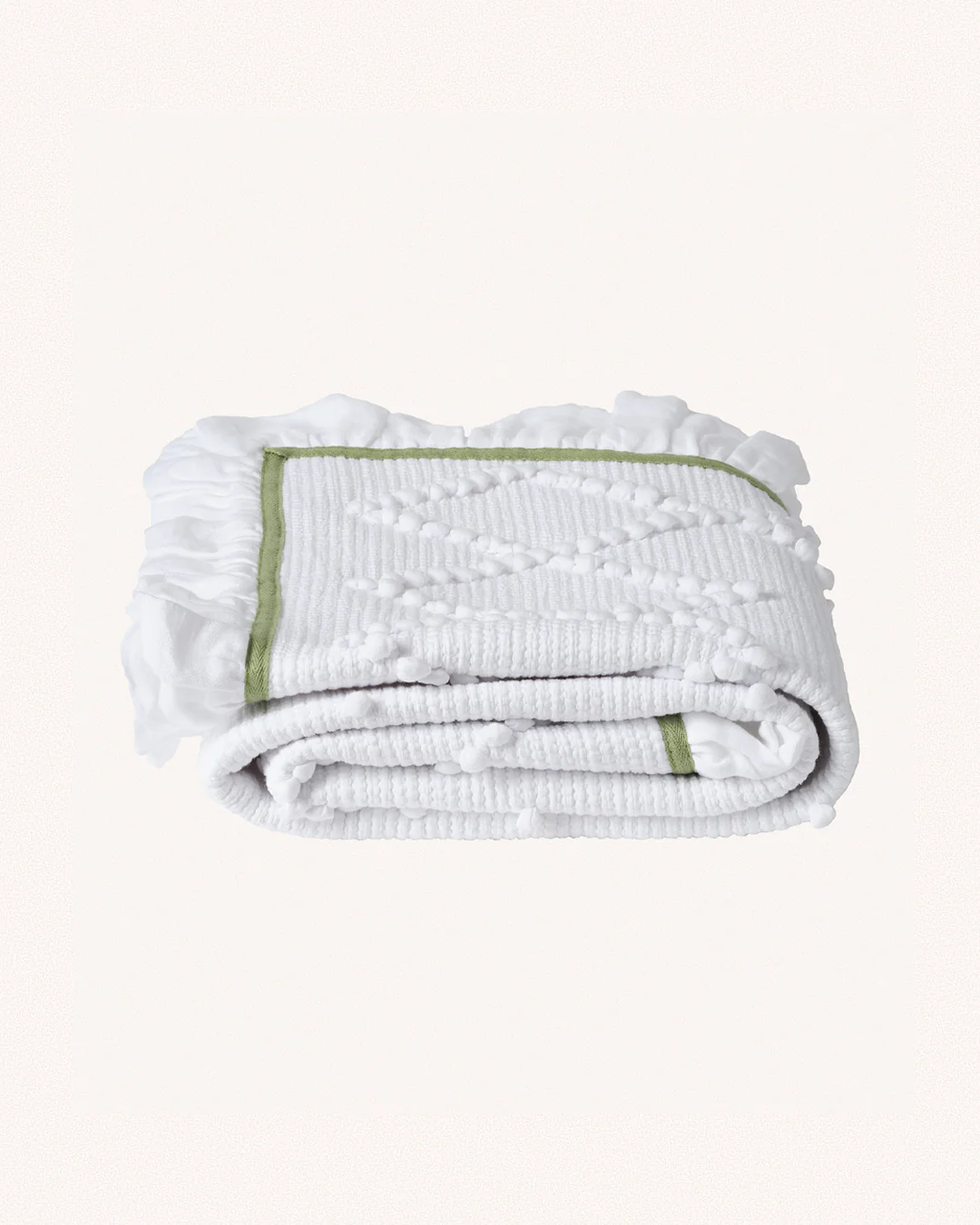 Jumbo Linen Frill Bathmat, Sage Green - Image 3