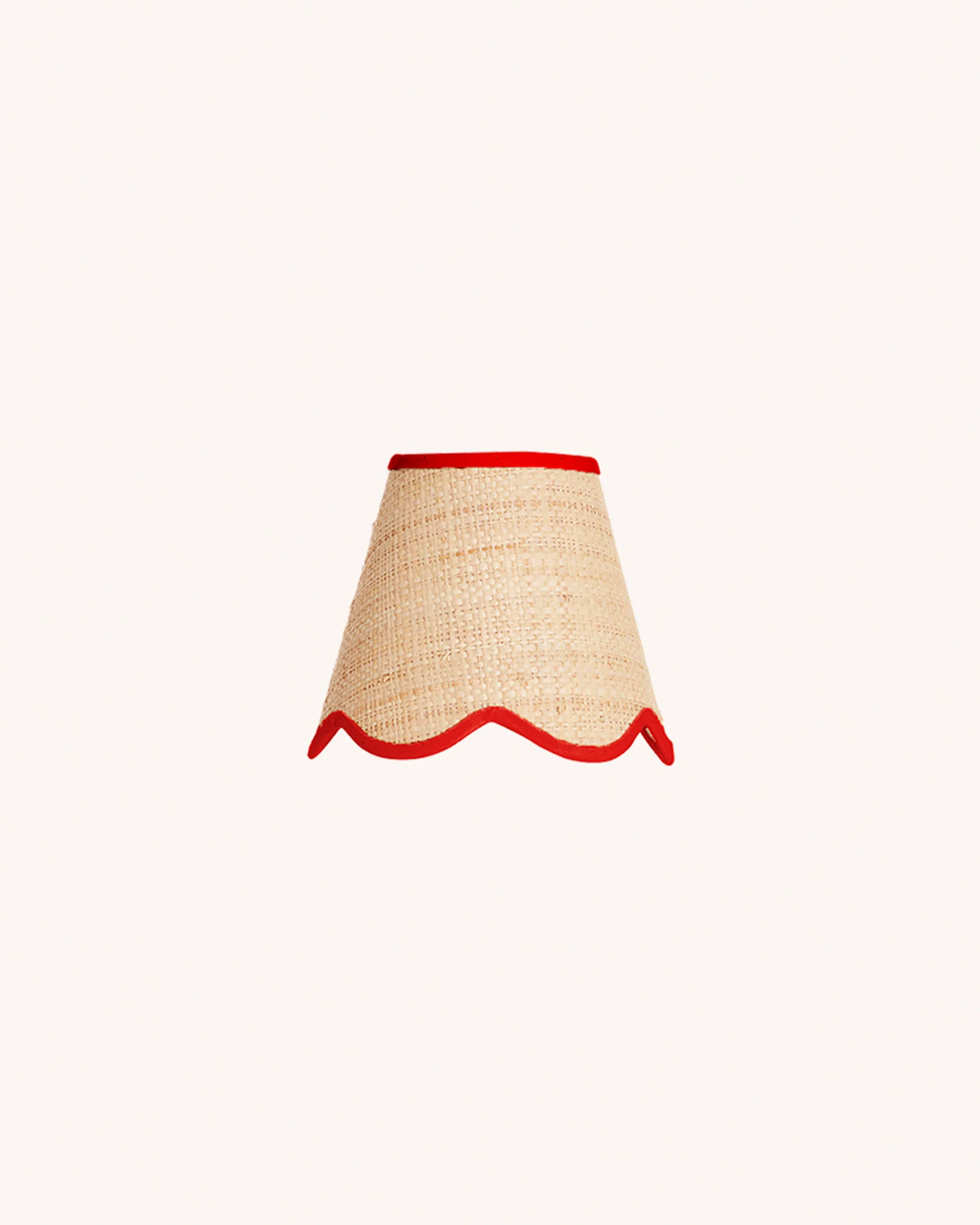 Raffia Scallop Lampshade, Red Trim, Mini - Image 4