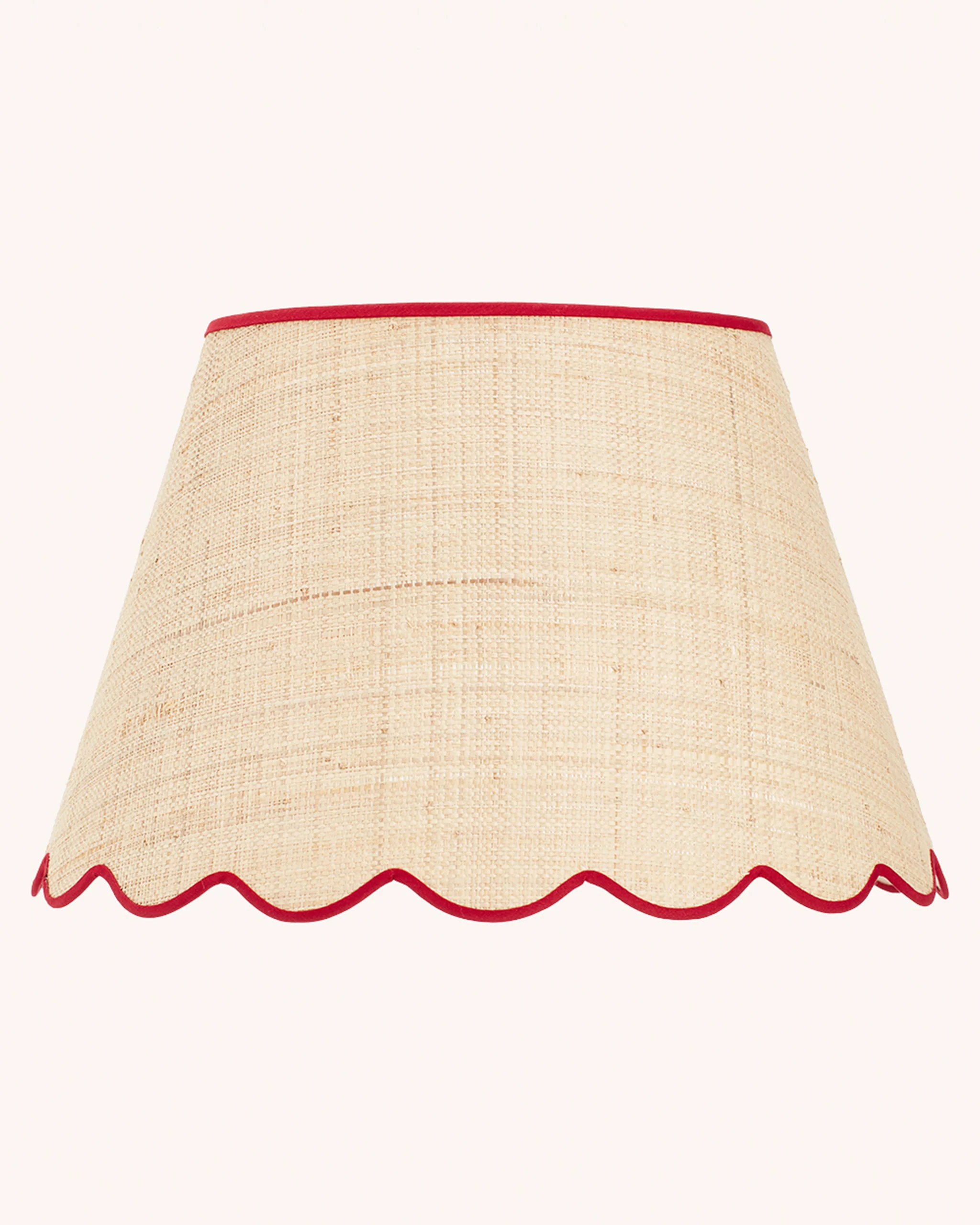 Raffia Scallop Lampshade, Red Trim, Large - Image 3