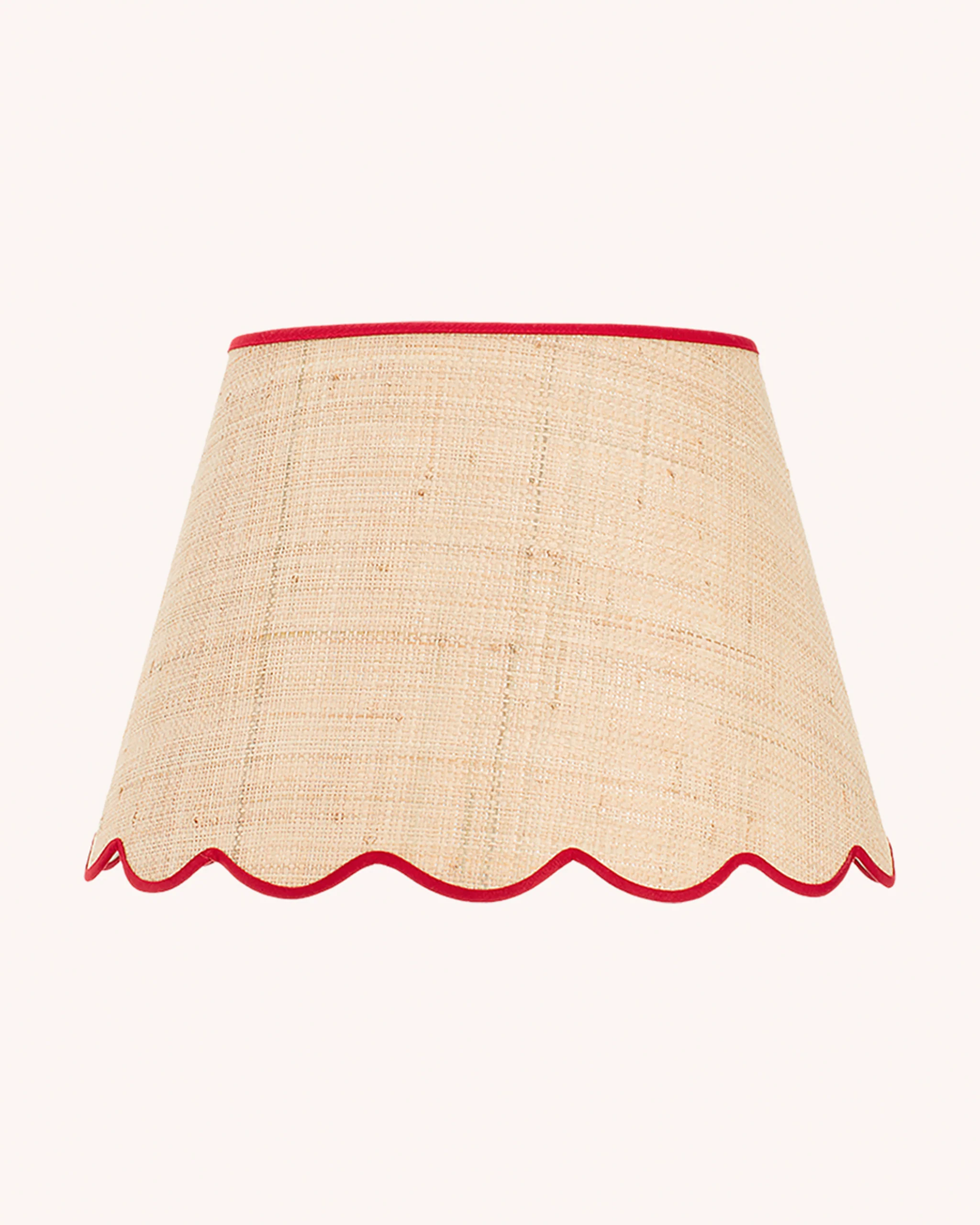 Raffia Scallop Lampshade, Red Trim, Medium - Image 3