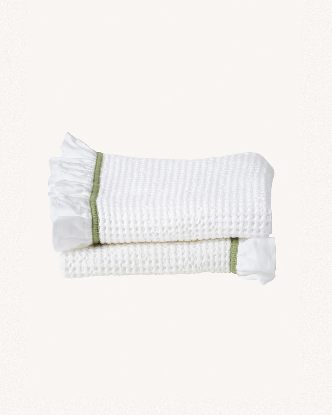 Waffle Cotton Hand Towels, Set of 2, Sage Green - Image 4