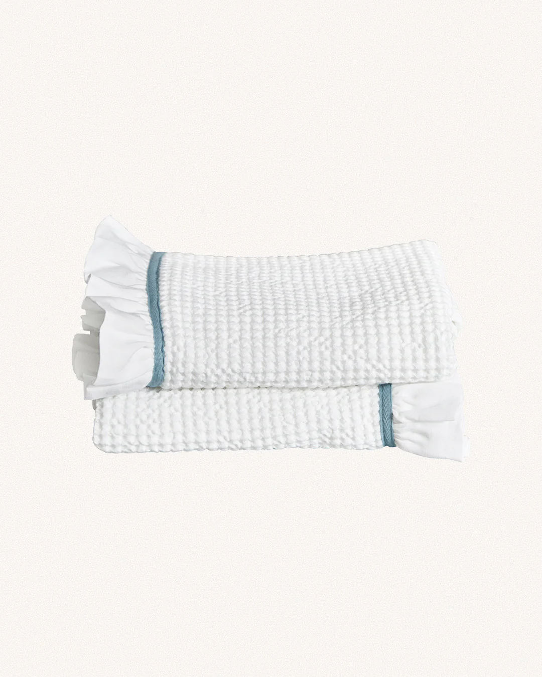 Waffle Cotton Hand Towels, Set Of 2, Sky Blue - Image 4