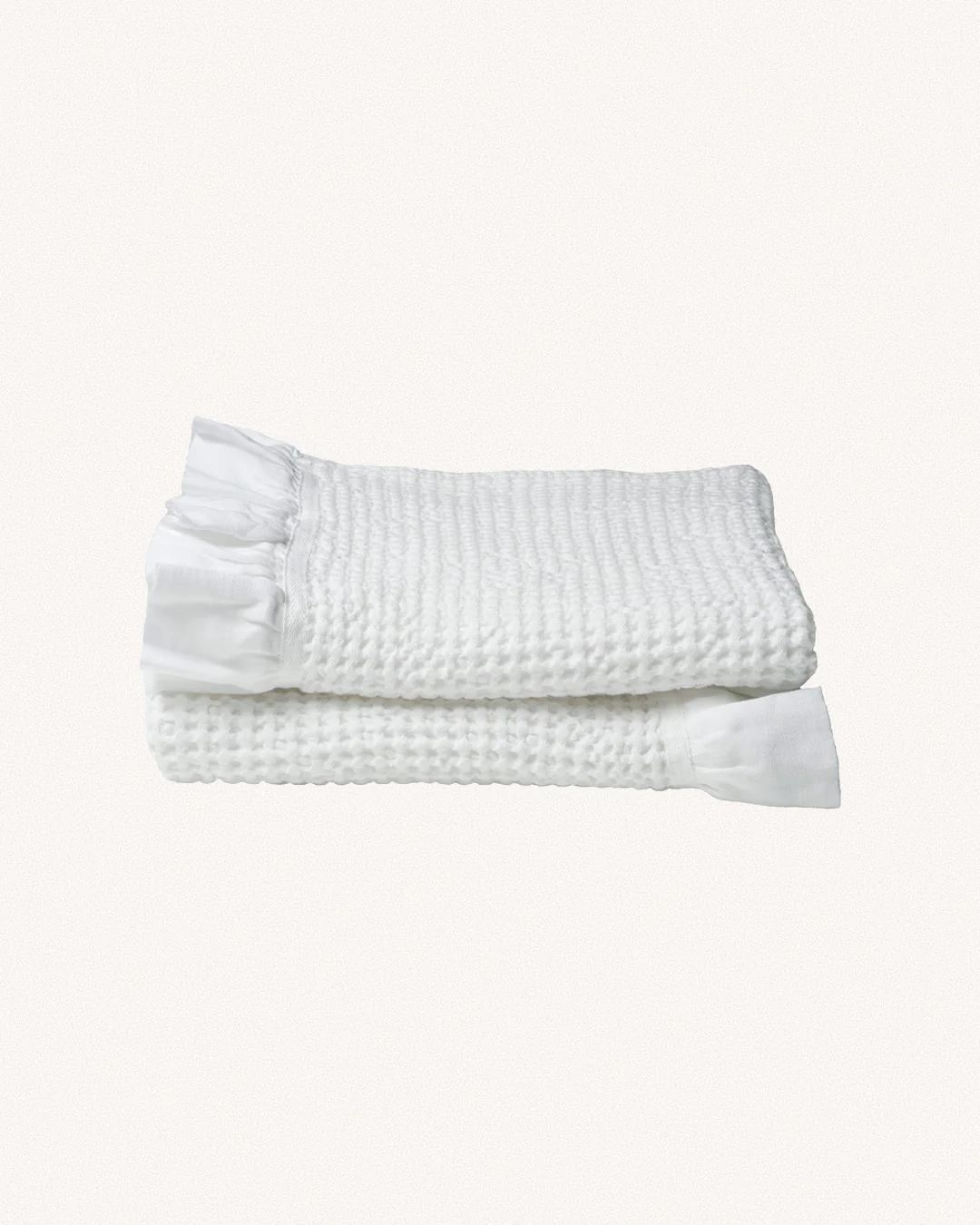 Waffle Cotton Hand Towels, Set Of 2, White - Image 4